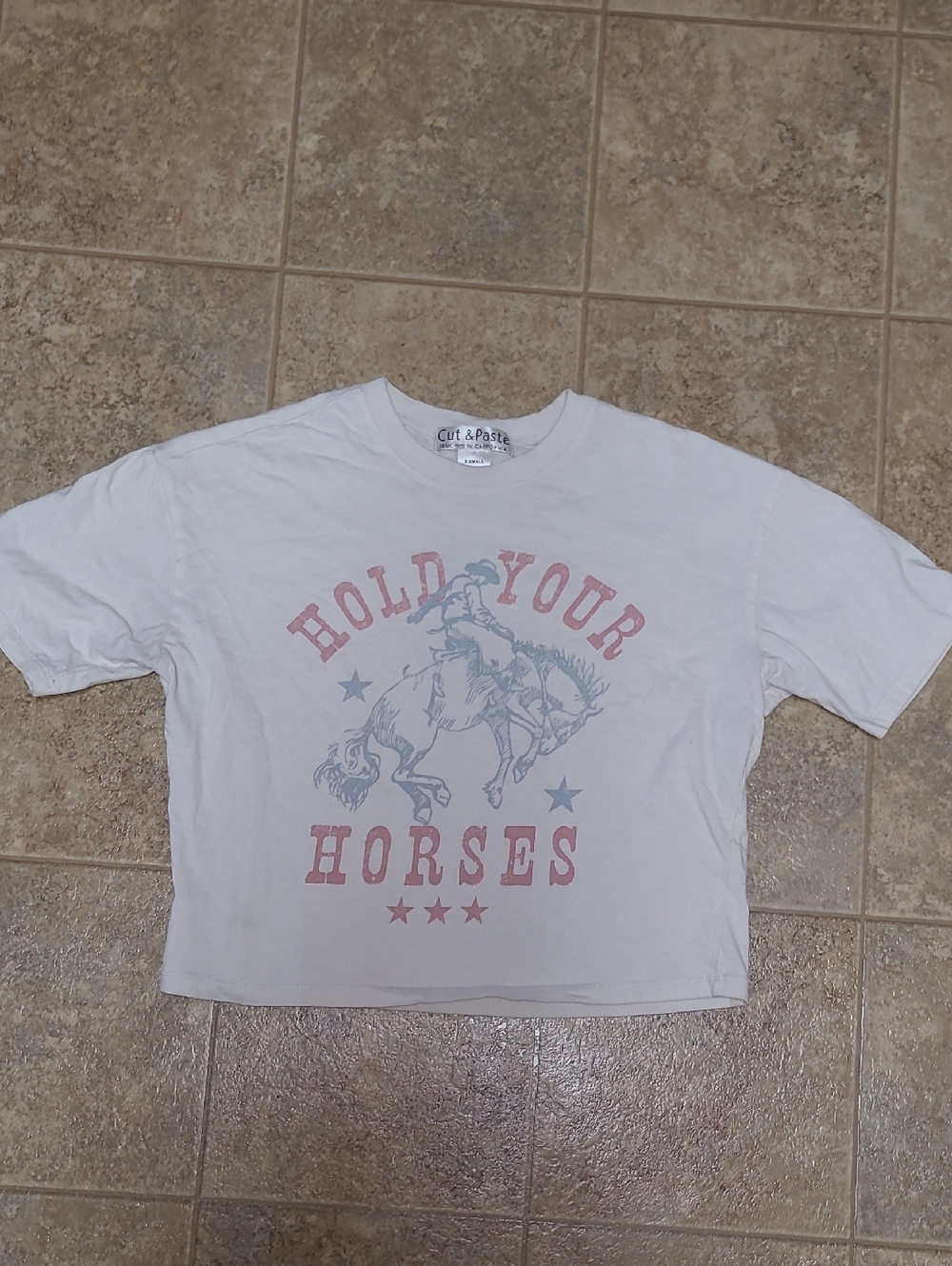 Cut & Paste Cream T-Shirt "Hold Your Horses" Size Xsmall